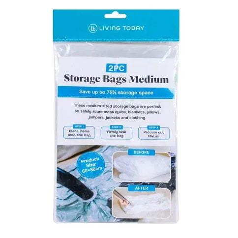 2pc Livingtoday Vacuum Compression Storage Bags Medium