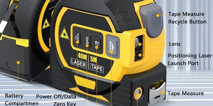 60m Laser Measure, Cross-line Laser Level, 5m Tape Measure Yellow