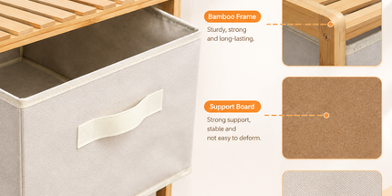 3 Drawer Bamboo Storage Chest Fabric Drawers Multi-Purpose Organiser for Bedroom Bathroom Laundry Tyack eCommerce Solutions