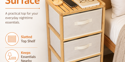 3 Drawer Bamboo Storage Chest Fabric Drawers Multi-Purpose Organiser for Bedroom Bathroom Laundry Tyack eCommerce Solutions