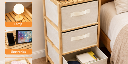 3 Drawer Bamboo Storage Chest Fabric Drawers Multi-Purpose Organiser for Bedroom Bathroom Laundry Tyack eCommerce Solutions