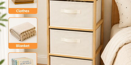 3 Drawer Bamboo Storage Chest Fabric Drawers Multi-Purpose Organiser for Bedroom Bathroom Laundry Tyack eCommerce Solutions