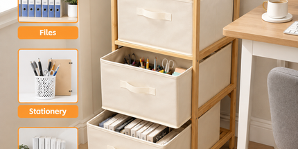 3 Drawer Bamboo Storage Chest Fabric Drawers Multi-Purpose Organiser for Bedroom Bathroom Laundry Tyack eCommerce Solutions