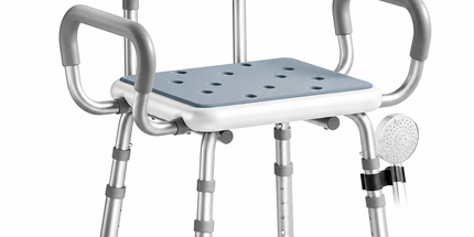 Height Adjustable Shower Chair with Arms & Back, Aluminium Bathroom Seat, 136kg Capacity Tyack eCommerce Solutions