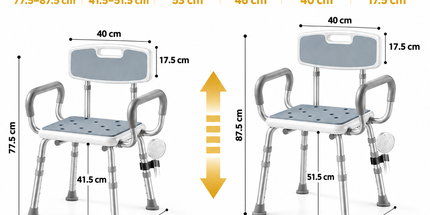Height Adjustable Shower Chair with Arms & Back, Aluminium Bathroom Seat, 136kg Capacity Tyack eCommerce Solutions