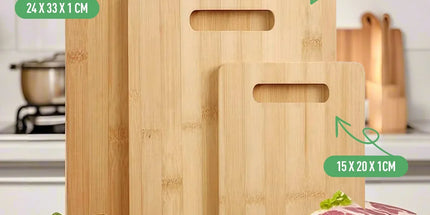 3 Pcs Bamboo Cheese Cutting & Serving Chopping Board Set