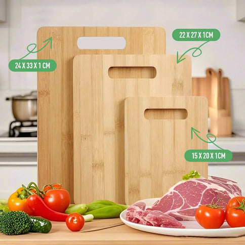 3pc Bamboo Cheese Cutting & Serving Chopping Board Set