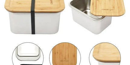 Clevinger Stainless Steel Bamboo Extra Large Lunch Box 2000ml