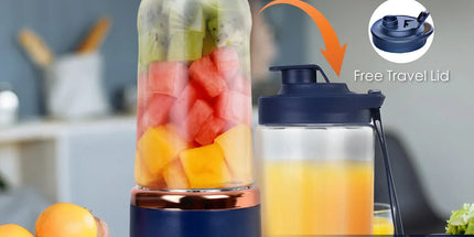 400ml USB-C Rechargeable Portable Juicer with Travel Lid – Personal Blender for Smoothies & Shakes