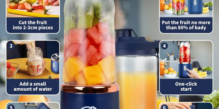 400ml USB-C Rechargeable Portable Juicer with Travel Lid – Personal Blender for Smoothies & Shakes