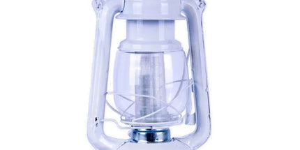 12 LED Solid Metal Camping Hurricane Lantern - White