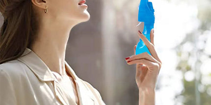 Handhold Battery Powered Personal Water Spray Fan-Blue/Pink - Pink