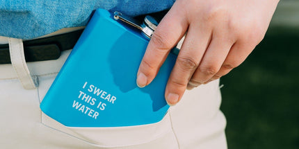 175ml Stainless Steel Hip Flask w Funny Quotes-Blue