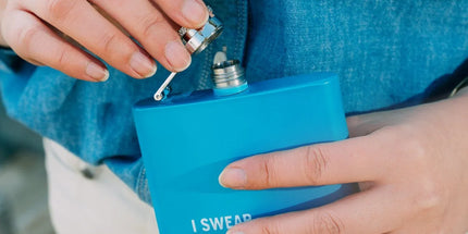 175ml Stainless Steel Hip Flask w Funny Quotes-Blue