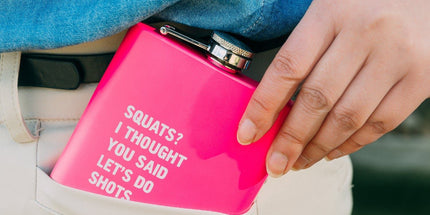 175ml Stainless Steel Hip Flask w Funny Quotes-Pink