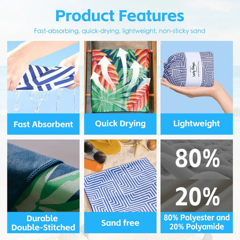 Lazy Dayz Quick Drying Sand Free Beach Towel