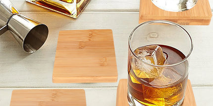 4 Pcs Bamboo Unique Drink Coasters