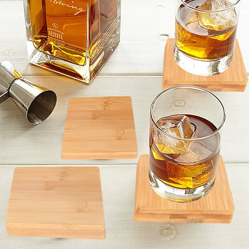 4pc Bamboo Unique Drink Coasters
