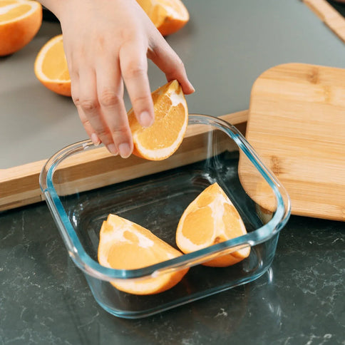 Clear Plastic 2pc Bamboo?Cover Food Containers