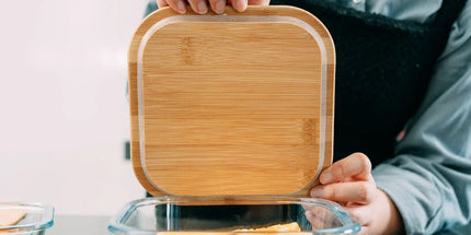 Medium Bamboo Food Container – Clear Glass with Bamboo Lid