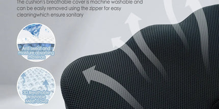 Memory Foam Car Office Seat Cushion with Black Cover