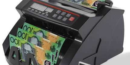 Automatic AUD Money Counter Machine With UV/MG/IR Detection, High-Speed Banknote Counter & Digital Display(29.2x24.6x17.8cm)