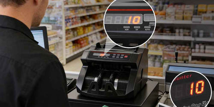Automatic AUD Money Counter Machine With UV/MG/IR Detection, High-Speed Banknote Counter & Digital Display(29.2x24.6x17.8cm)