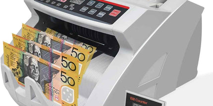 Automatic AUD Money Counter Machine with UV/MG/IR Detection, High-Speed Banknote Counter & Digital Display(29.2x24.6x17.8cm)
