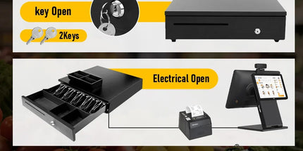 Heavy Duty Metal Cash Drawer, 5 Note&6 Coin Trays,Black(40.5x42x11.2cm)