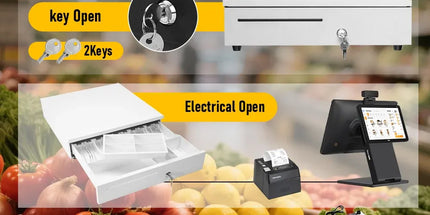 Heavy Duty Metal Cash Drawer, 5 Note & 6 Coin Trays,White(40.5x42x11.2cm)
