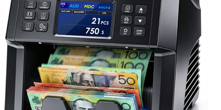 Dual CIS Money Counter with Counterfeit Detection, Mixed Value Bill Counter, 14 Currency Cash Counting Machine with Serial Number Reading, UV MG IR MT Detection, 3.5" TFT Display, AUD USD EUR GBP CNY Tyack eCommerce Solutions
