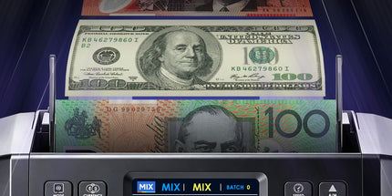 Dual CIS Money Counter with Counterfeit Detection, Mixed Value Bill Counter, 14 Currency Cash Counting Machine with Serial Number Reading, UV MG IR MT Detection, 3.5" TFT Display, AUD USD EUR GBP CNY Tyack eCommerce Solutions