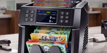 Dual CIS Money Counter with Counterfeit Detection, Mixed Value Bill Counter, 14 Currency Cash Counting Machine with Serial Number Reading, UV MG IR MT Detection, 3.5" TFT Display, AUD USD EUR GBP CNY Tyack eCommerce Solutions