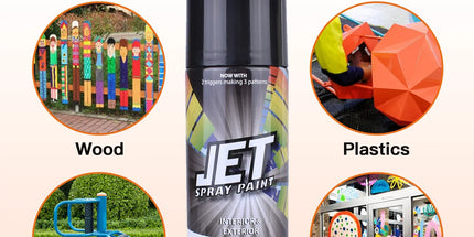 12 Pcs 250g Spray Paint Can For Interior and Exterior 26 colours Fast Dry - Gloss Black