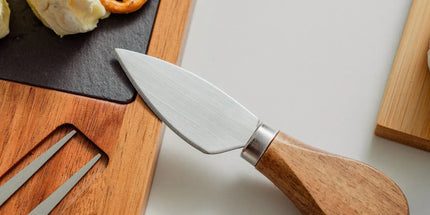 4 Pcs Clevinger Acacia Wood & Slate Cheese Board With Knife Set
