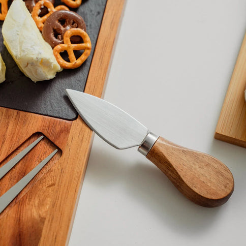 4pc Clevinger Acacia Wood & Slate Cheese Board With Knife Set