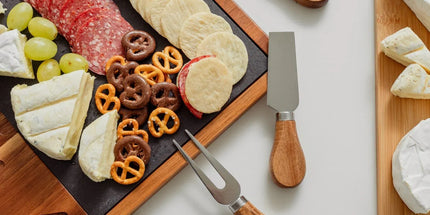 4 Pcs Clevinger Acacia Wood & Slate Cheese Board With Knife Set