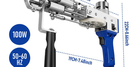2-in-1 Electric Tufting Gun for Carpet & Rugs, Cut & Loop Pile, 7–18mm Adjustable, 100W, 100–240V-BLUE Tyack eCommerce Solutions