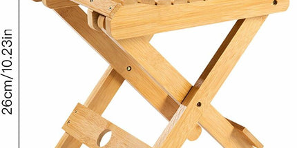 Solid Wood Folding Stool - Portable Stool For Home, Gaming, Fishing, Works In Bedrooms, Garden, Wood, 29X28X26 Cm
