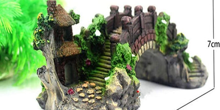 Aquarium Bridge Ornament,Fish Tank Landscape Decor Aquarium Resin Bridge Fish Tank Arch Pavilion Tree Garden Aquarium