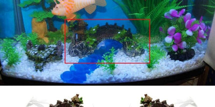 Aquarium Bridge Ornament,Fish Tank Landscape Decor Aquarium Resin Bridge Fish Tank Arch Pavilion Tree Garden Aquarium