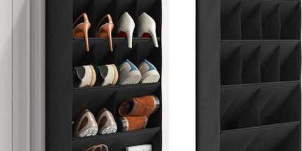 Hanging Shoe Organizer - Shoe Storage - 15 Large Compartments - Met Haken - Over-the-Door Organizer - Space-Saving Shoe Organizer - For Shoes, Home Accessories - Black