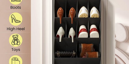 Hanging Shoe Organizer - Shoe Storage - 15 Large Compartments - Met Haken - Over-the-Door Organizer - Space-Saving Shoe Organizer - For Shoes, Home Accessories - Black