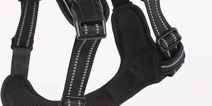 Nixnix - Dog Harness - Size L - Anti-Trek Harness - Dog Harness - Y-Shaped Dog Harness - Reflective - Black