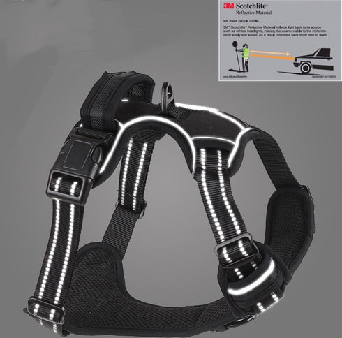 Nixnix - Dog Harness - Size L - Anti-Trek Harness - Dog Harness - Y-Shaped Dog Harness - Reflective - Black