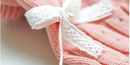 Dog Coat - Dog Sweater - Sweater Dress for Small Dogs - Female Dress with Bow - Pink and Blue Warm for Winter - Princess Lace - Birthdays - Valentine's Day - Pink Medium - Christmas Decorations - Christmas - Size L