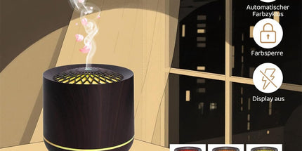 Humidifiers - Aromatherapy Humidifier - 300ml Diffuser - Air Humidifier - Room Humidifier - 7-Color LED - Light and Automatic Shut-Off - Essential Oil Diffuser for Home and Office (Dark)