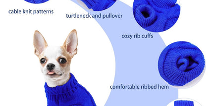 Dog Coat - Dog Sweater - Small Dog Sweater - Warm Dog Coat - Warm Puppy Sweater - Thick Knit Winter Sweater - Soft Roll Neck Sweater - Perfect for Small Dogs and Puppies - Christmas - Size L