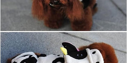 Dog Coat - Dog Clothes - Christmas Dinosaur Dog Costume - Cowboy Style Rider Sweatshirt - Warm Winter Raincoat - Perfect for Christmas - White Cow Size XL - Party Decoration - Christmas Decorations