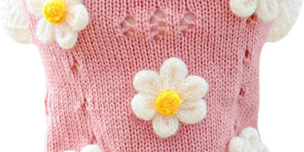 Dog Coat - Dog Sweater - Sweater for Small Dogs - Cute Floral Sweater for Girls - Winter Knitted Sweater - Lightweight and Warm Cat Sweater - Birthday, Party, Party Decoration, Christmas - Size M